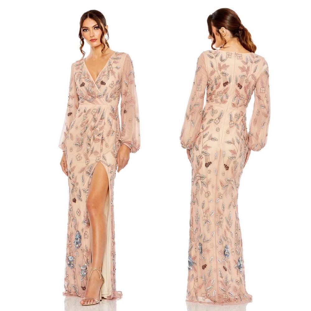 Mac Duggal 93755 Embellished Arresting Floral High Slit Dress Size 6 NWT